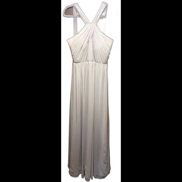 Jenny Yoo Collection Chiffon Sleeveless Bridesmaids Gown Womens Size 12 Beige - Picture 1 of 9